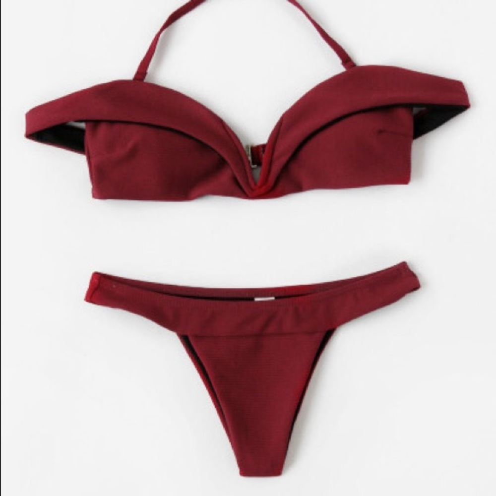 Off the Shoulder Top Bikini Set